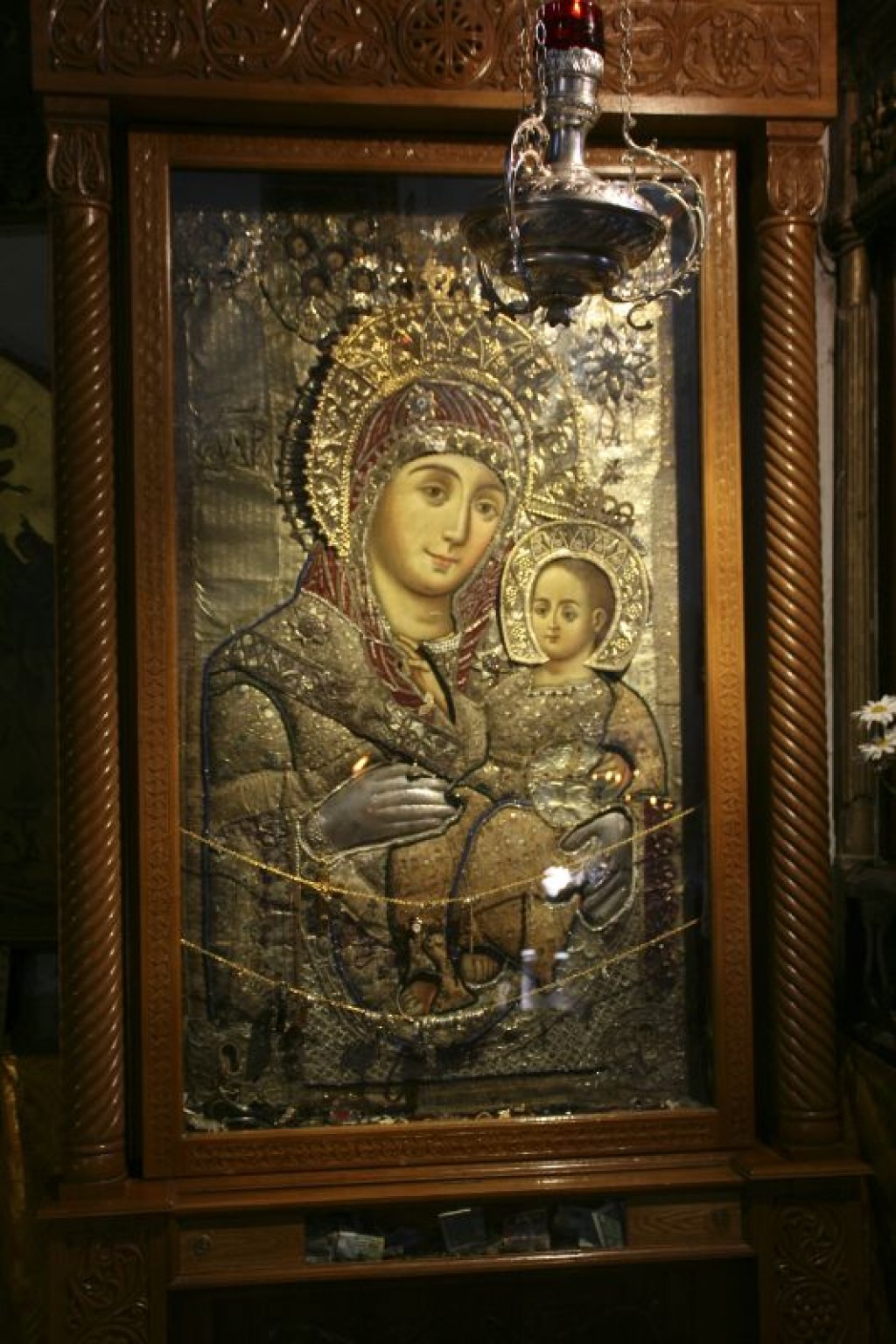 Painting of the Virgin Mary and baby Jesus inside the Basilica of the Nativity